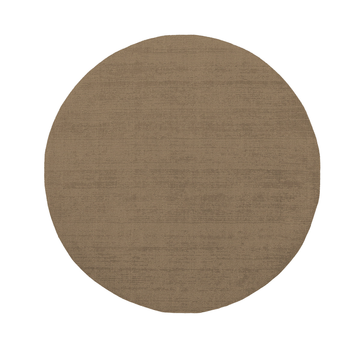 Full top view of Light Beige Round Loom Lori wool rug showing the complete round shape and minimalist plain design.