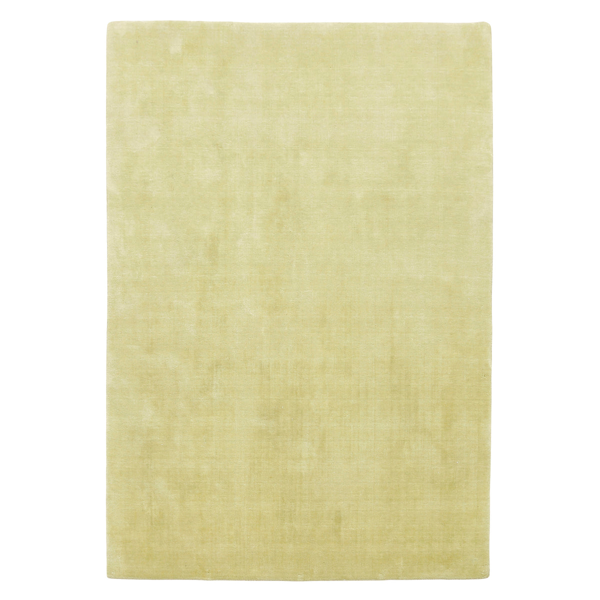 Full view of light green rectangular hand woven Loom Lori wool rug featuring a clean plain design and subtle tonal variations.