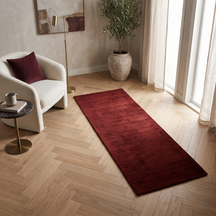 Maroon Hand Woven Loom Lori Runner Wool Rug