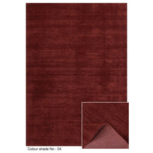 Full front view of Maroon Hand Woven Loom Lori wool rug showing its deep burgundy tone, subtle linear texture and folded corner detail.