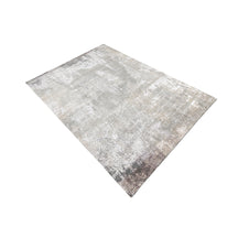 Pearl Sand hand knotted modern rug in ivory beige taupe and silver grey abstract distressed design