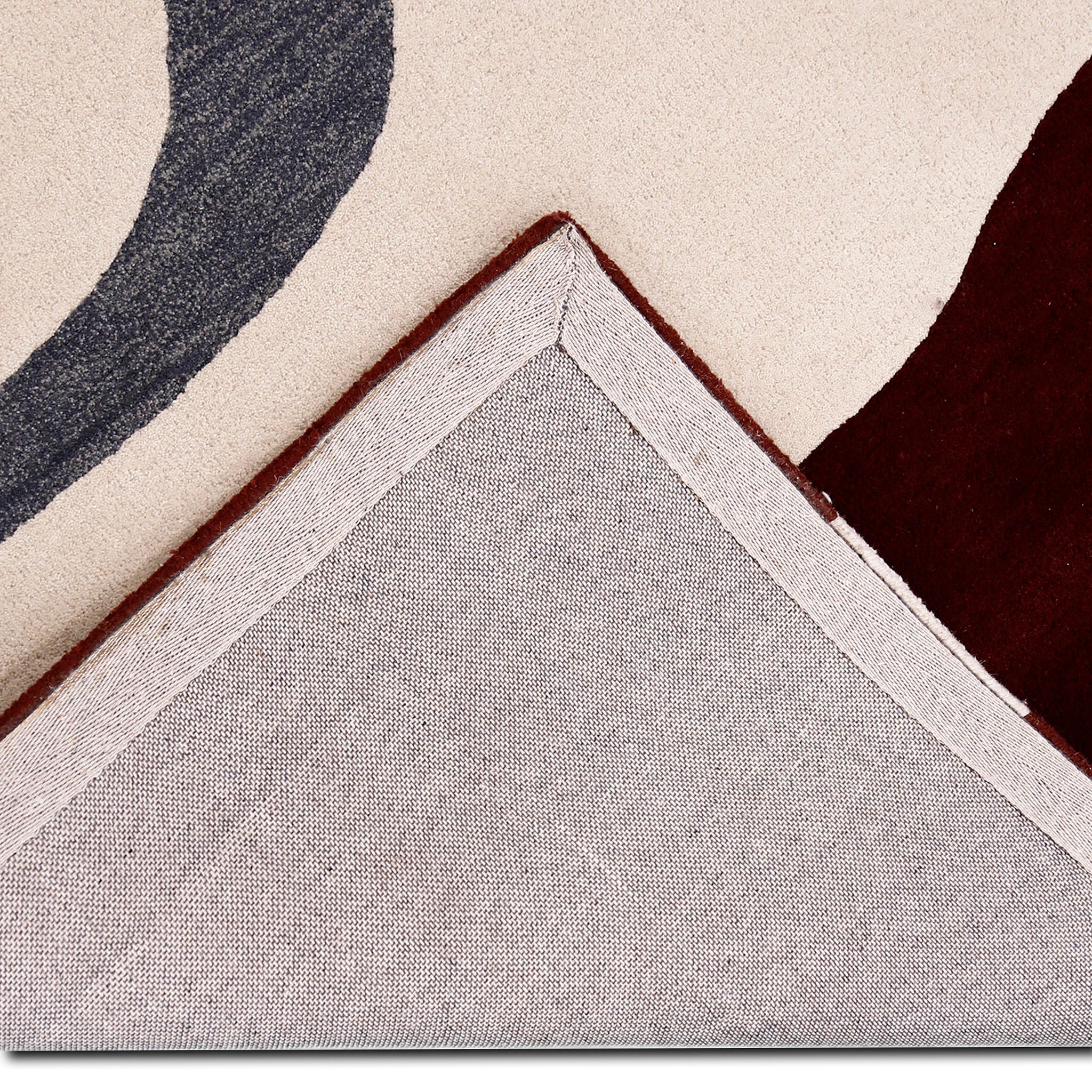 Cotton backing and finishing of the red hat lady wool wall rug