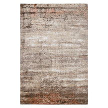 Rust Horizon hand knotted modern rug in beige taupe ivory and rust abstract textured design