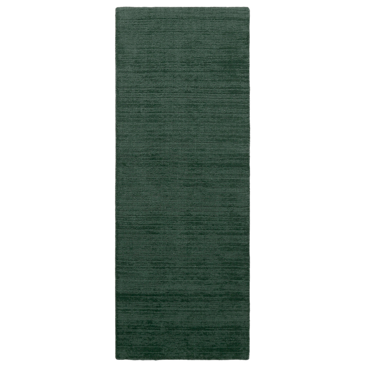 Full top view of Teal Green Hand Woven Loom Lori runner wool rug displaying its plain textured design and rectangular runner shape.